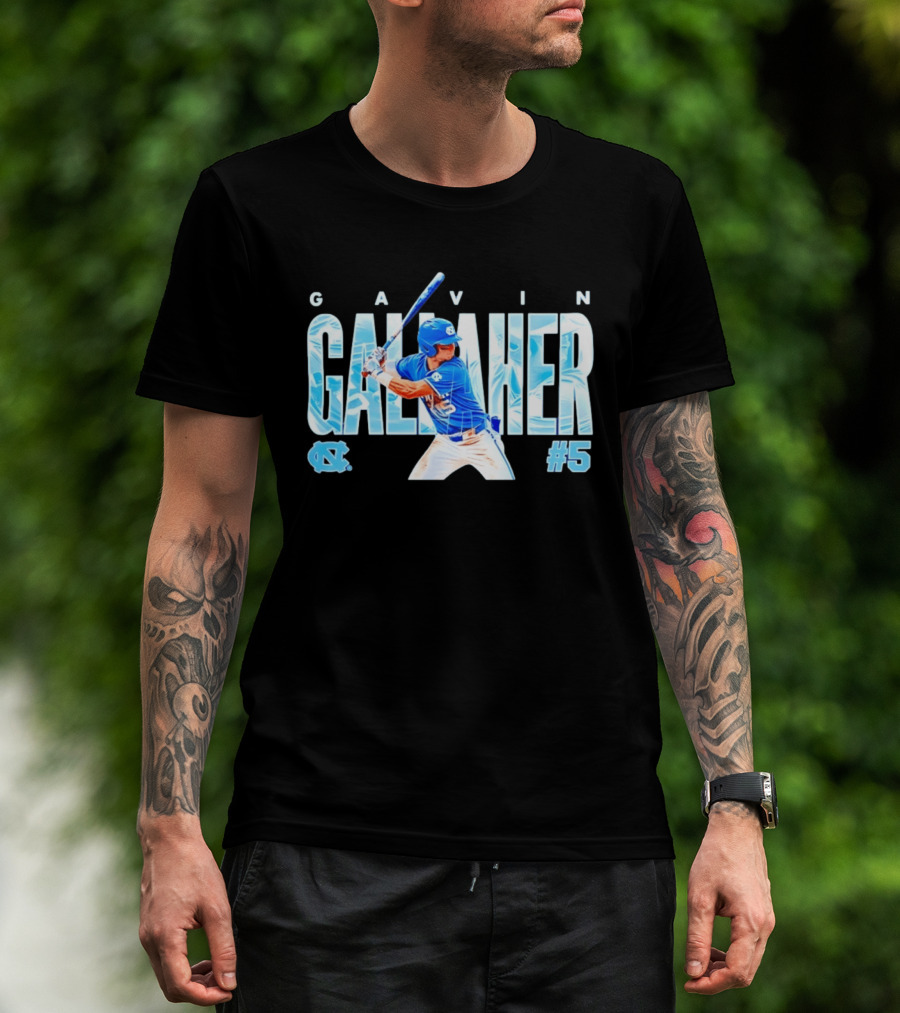 Gavin Gallaher #5 University Of North Carolina Tar Heels NCAA Baseball Player T-Shirt