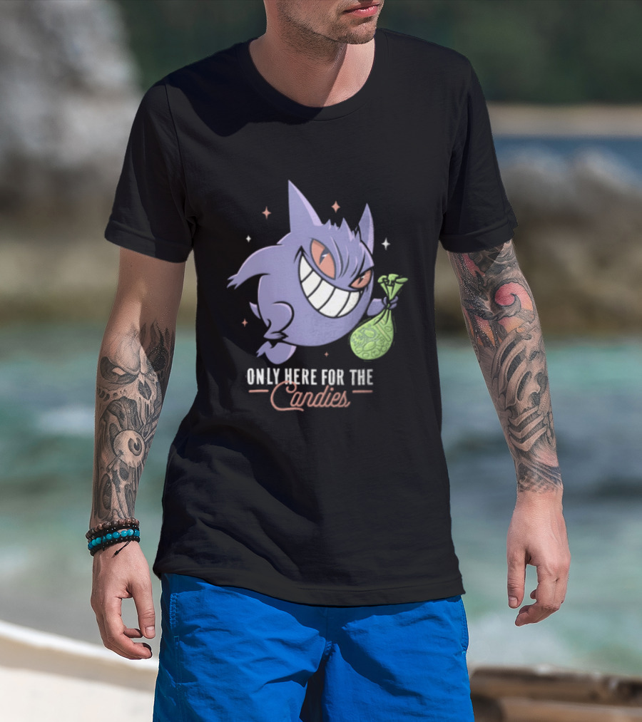 Gengar Only Here For The Candies Halloween Fun T-Shirt