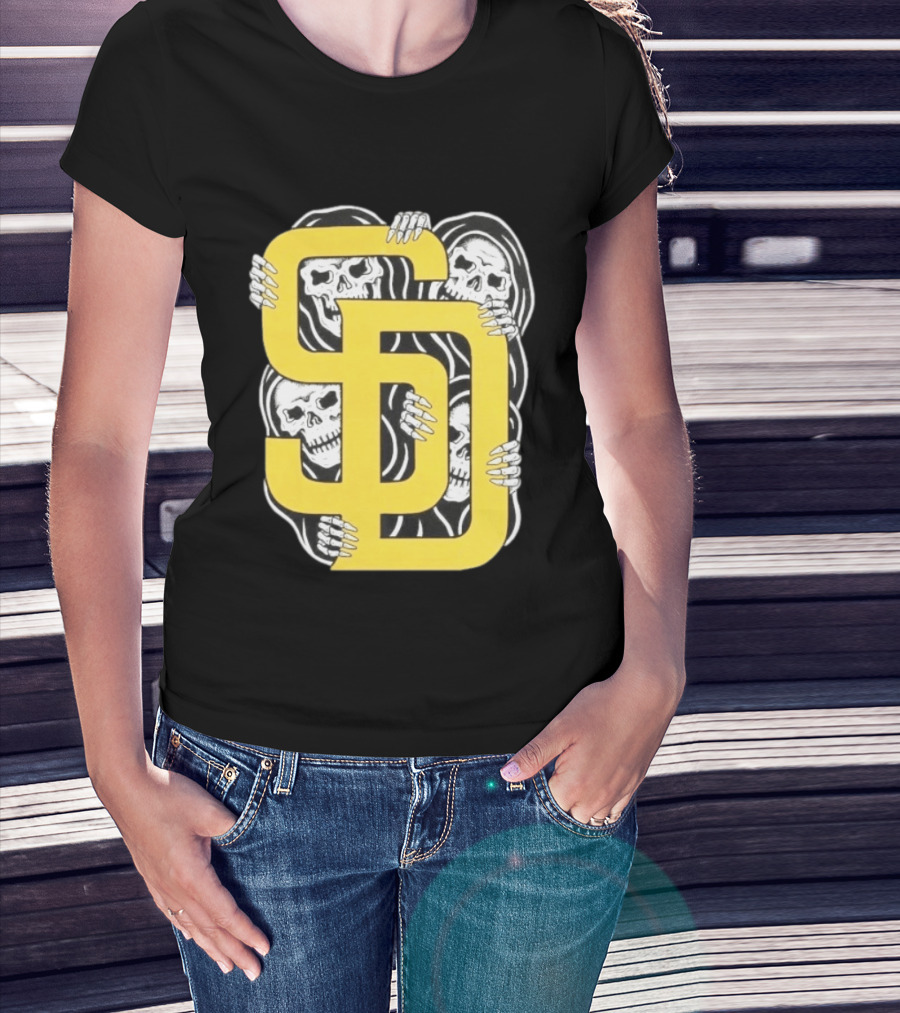 San Diego Padres SD Yellow Grim Reaper Skeletons T-Shirt
