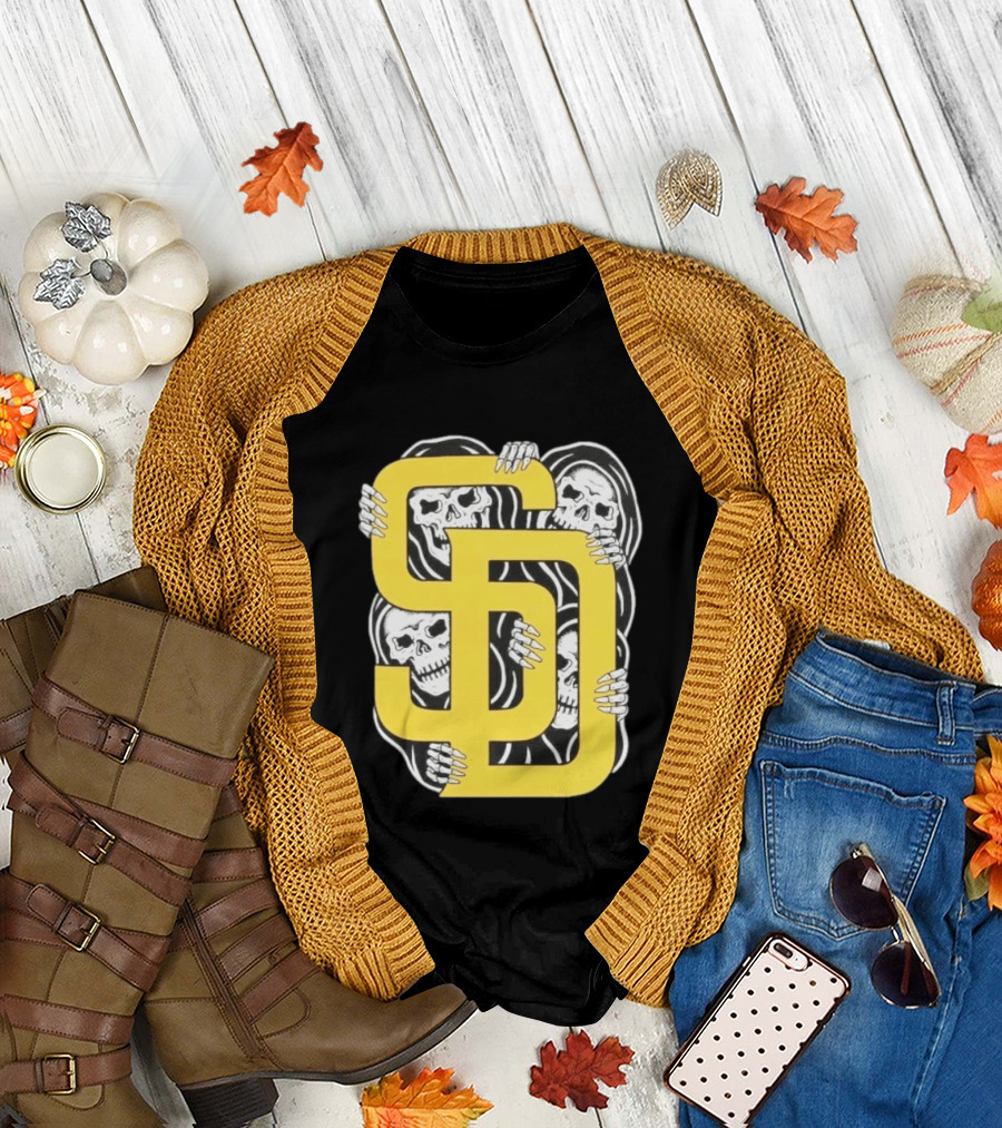 San Diego Padres SD Yellow Grim Reaper Skeletons T-Shirt