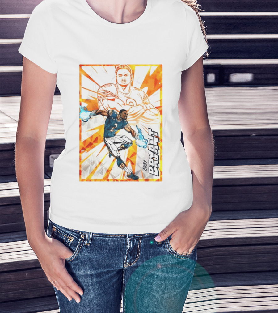Coby Bryant Seattle Seahawks Football Card Dynamic Illustration With Chicago Bears T-Shirt