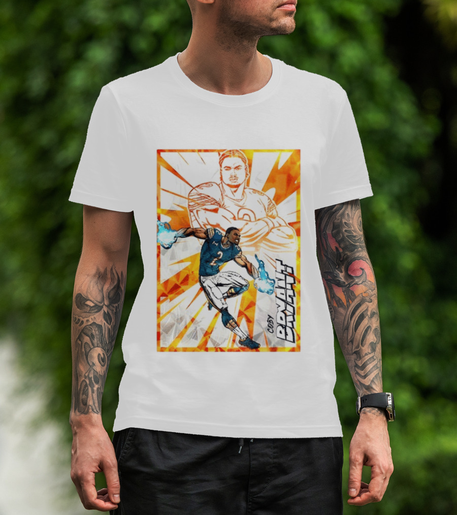 Coby Bryant Seattle Seahawks Football Card Dynamic Illustration With Chicago Bears T-Shirt