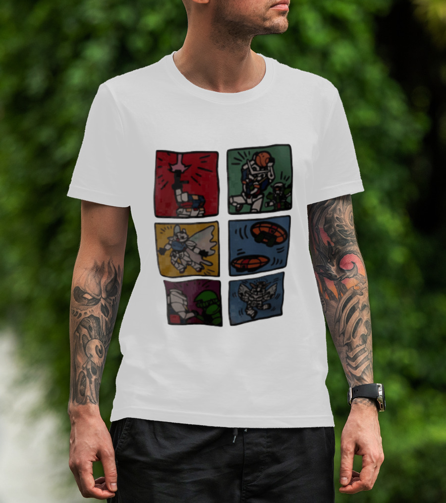 Keith Haring Japanese Mecha Robot Comic Panels Pop Cartoon T-Shirt