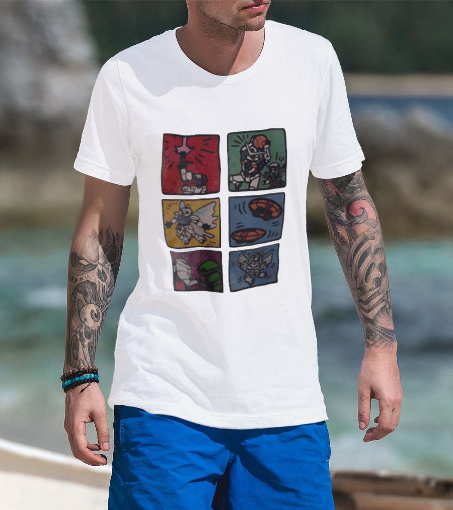 Keith Haring Japanese Mecha Robot Comic Panels Pop Cartoon T-Shirt