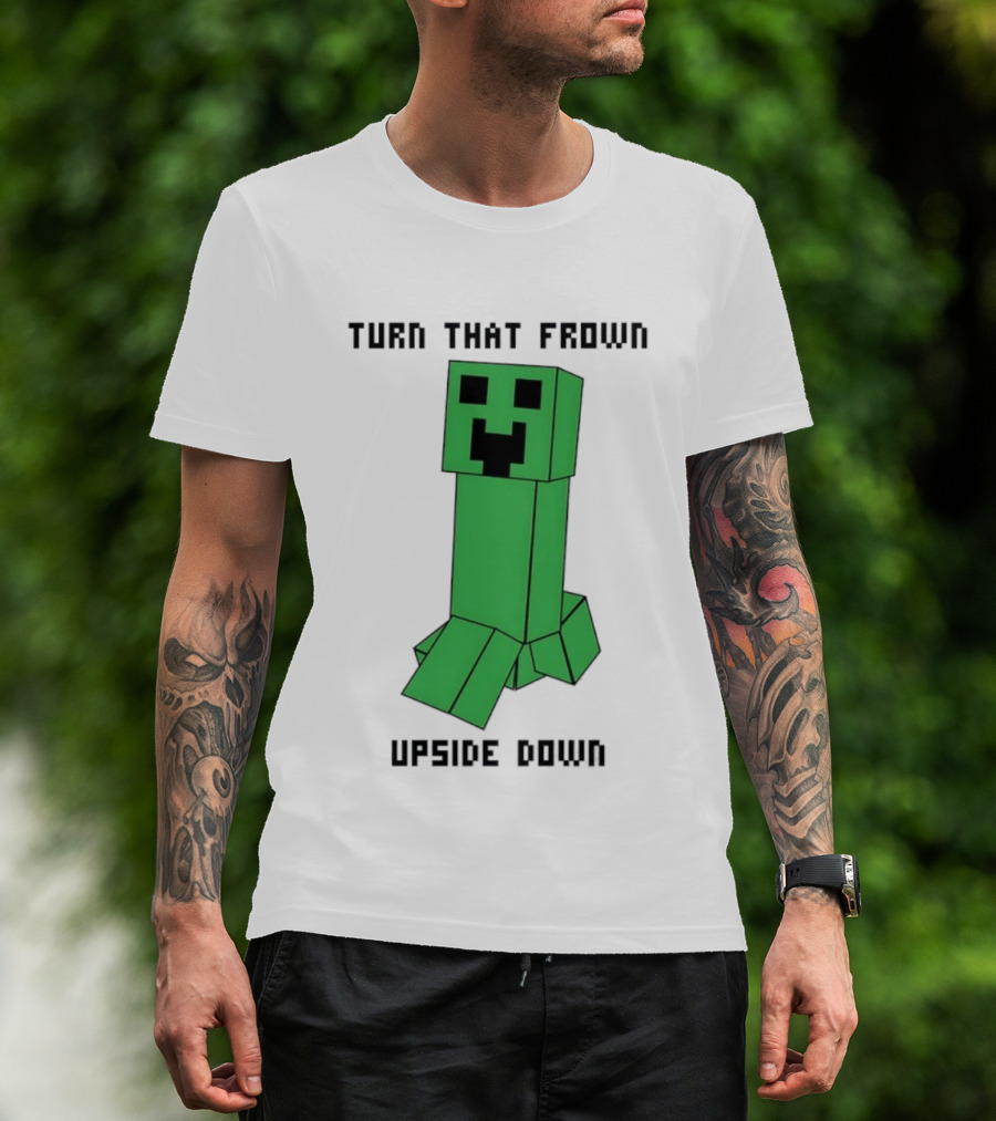 Creeper Turn That Frown Upside Down Gaming Block T-Shirt