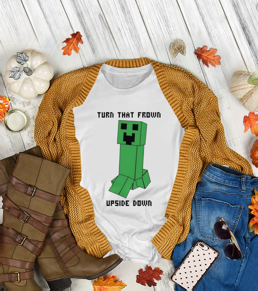 Creeper Turn That Frown Upside Down Gaming Block T-Shirt