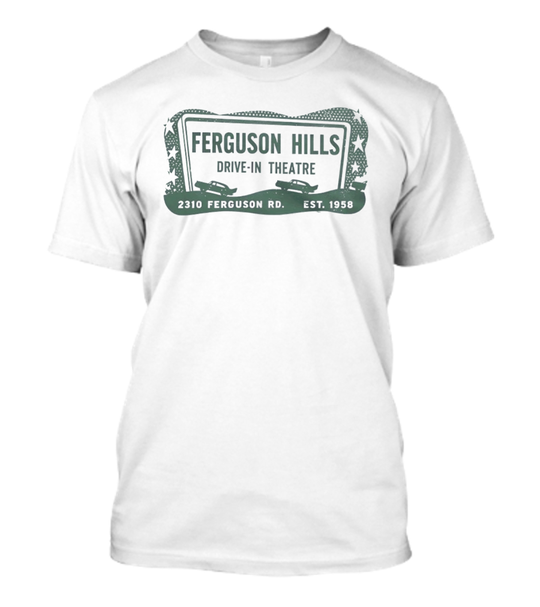 Ferguson Hills Drive In Theatre 2310 Ferguson Rd Est 1958 Vintage Distressed T-Shirt