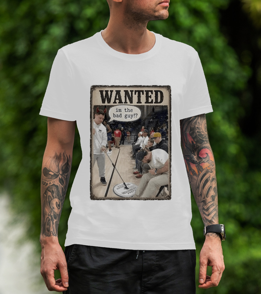 Wanted Im The Bad Guy!? Basketball Court Scene With Devil Horns T-Shirt