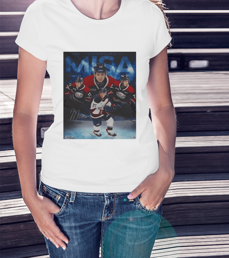 Michael Misa Saginaw Spirit 2022 23 OHL Rookie 56 Points T-Shirt