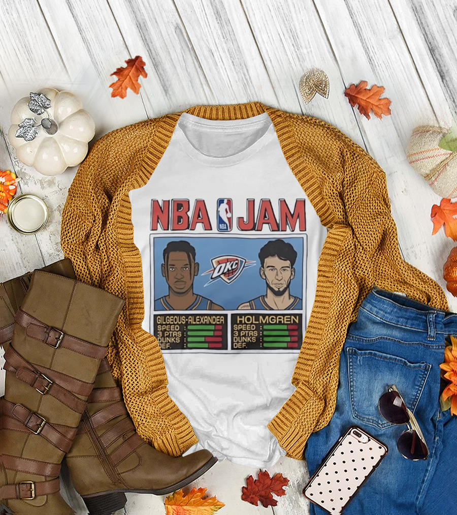 NBA Jam Shai Gilgeous Alexander Chet Holmgren OKC Thunder Stats T-Shirt