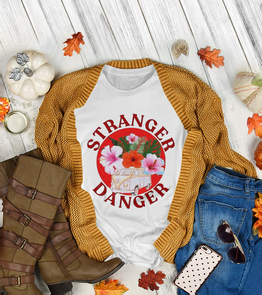 Stranger Danger Tropical Van Hibiscus Flowers Summer Vibes T-Shirt