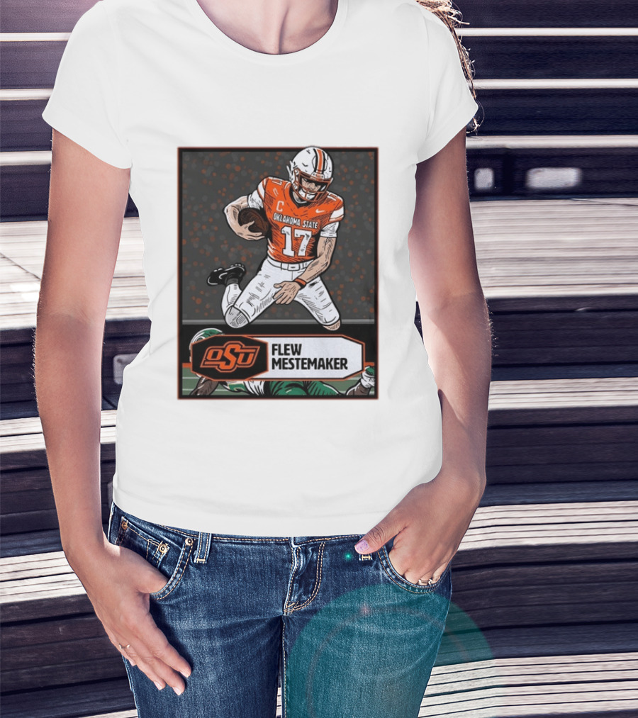 Oklahoma State Cowboys Flew Mestemaker 17 College Football Player Card T-Shirt
