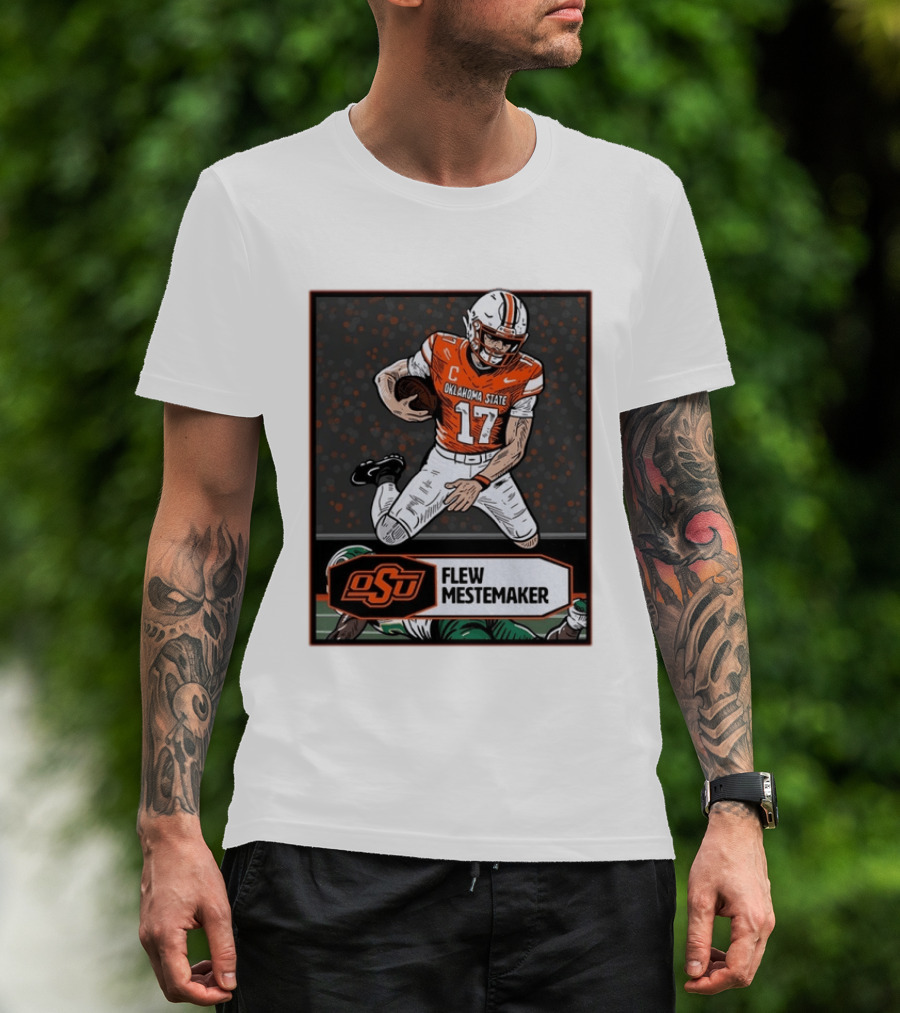 Oklahoma State Cowboys Flew Mestemaker 17 College Football Player Card T-Shirt
