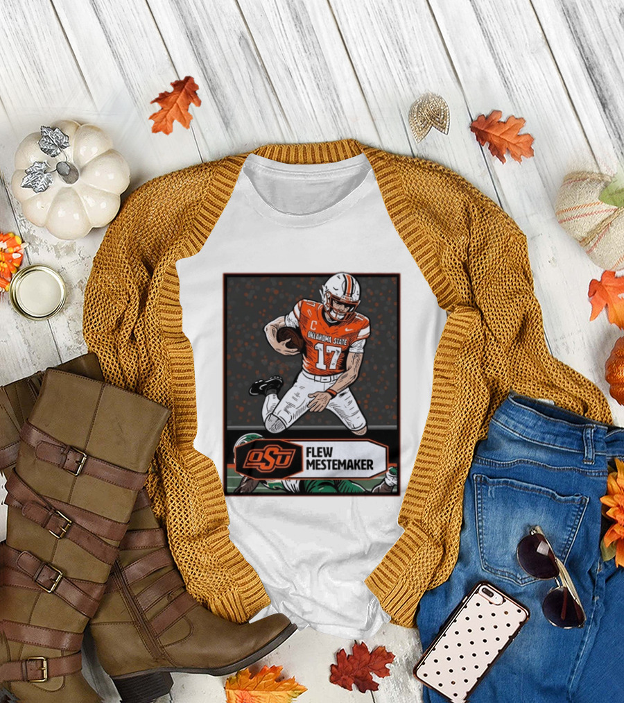 Oklahoma State Cowboys Flew Mestemaker 17 College Football Player Card T-Shirt