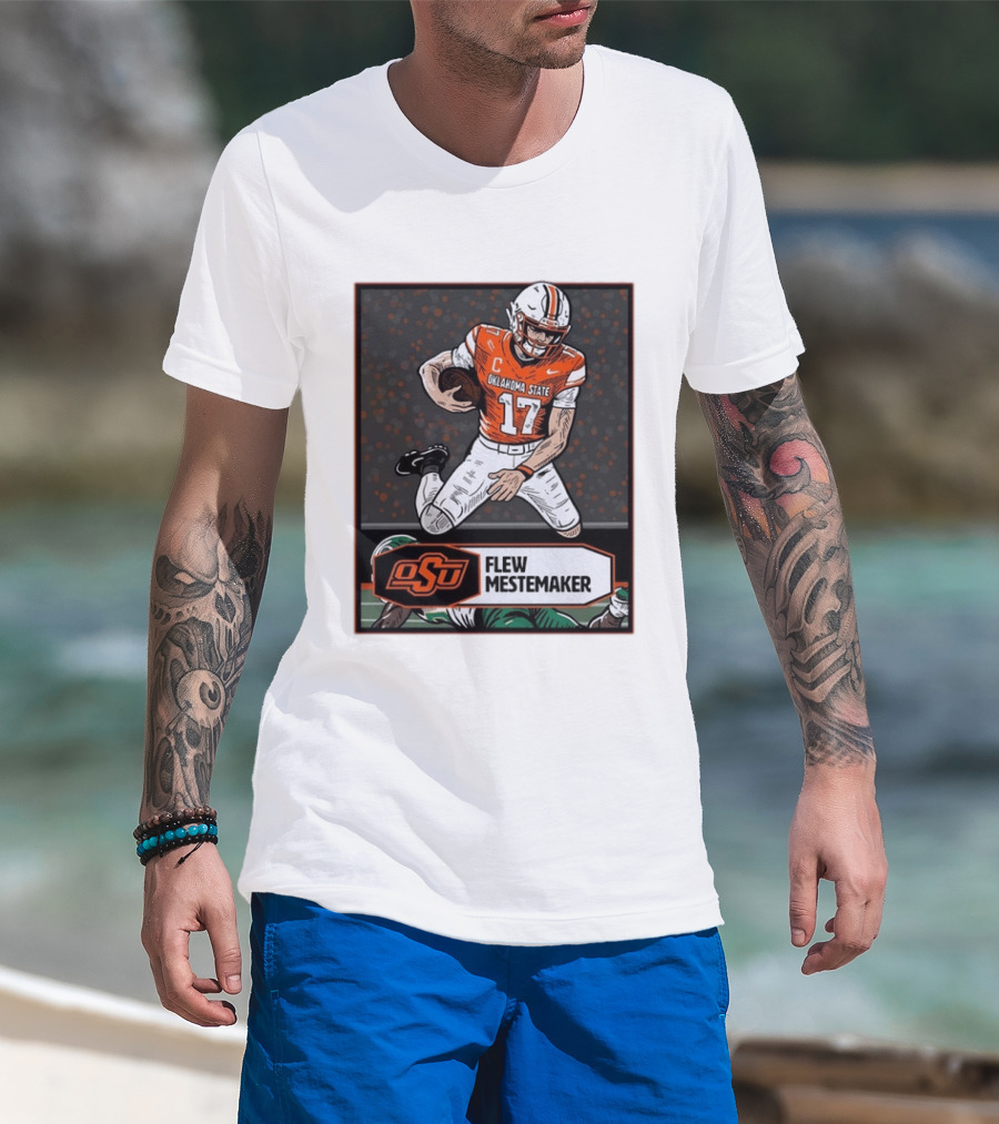 Oklahoma State Cowboys Flew Mestemaker 17 College Football Player Card T-Shirt