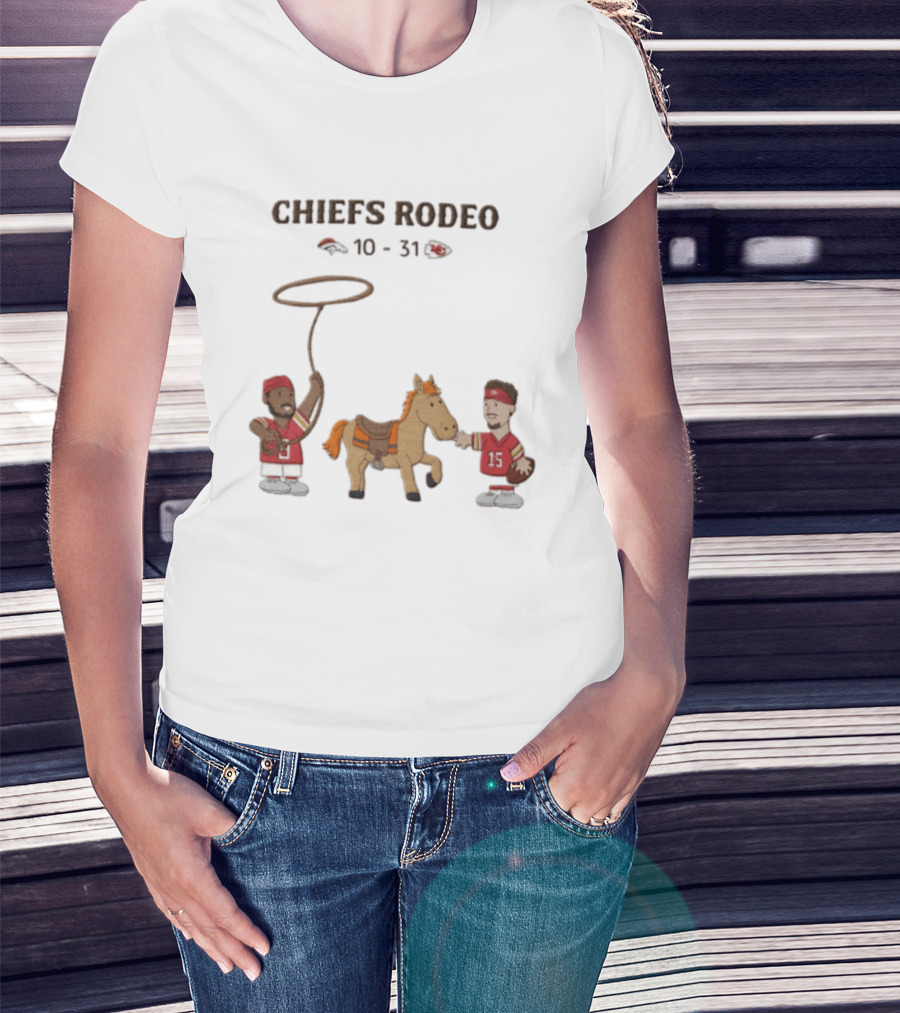 Patrick Mahomes Travis Kelce Chiefs Rodeo 10 31 Broncos T-Shirt