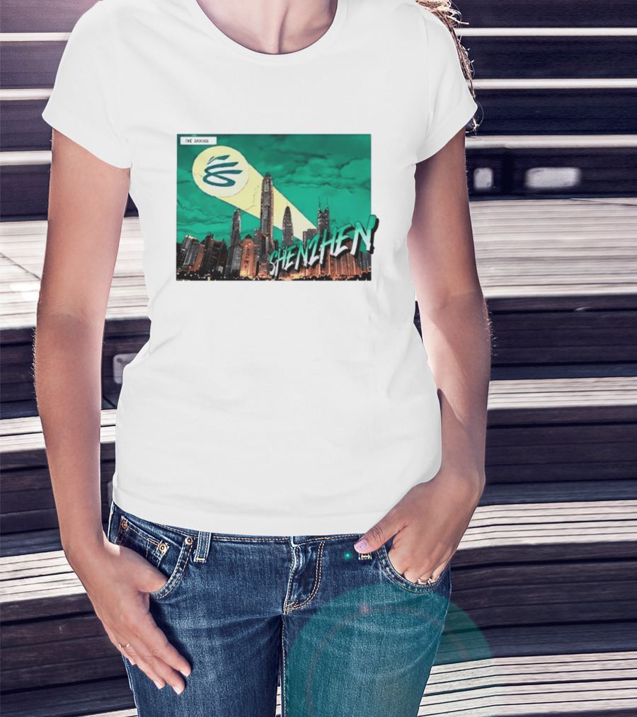 Shenzhen City Skyline With Illuminated Beacon And Clouds T-Shirt