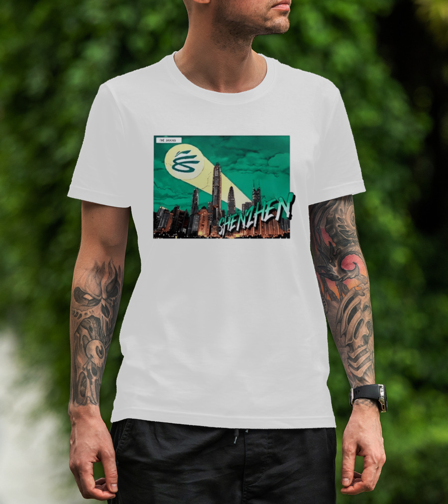 Shenzhen City Skyline With Illuminated Beacon And Clouds T-Shirt