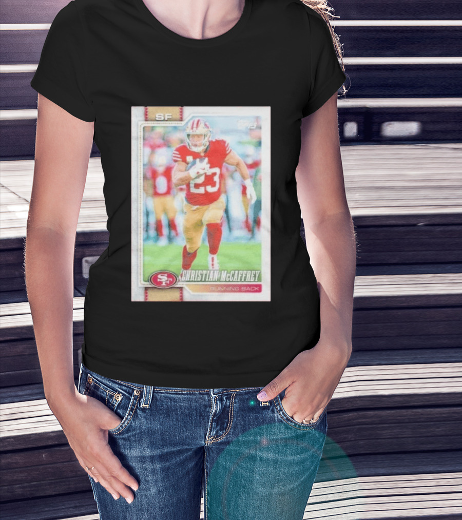 Christian McCaffrey SF 49ers Running Back No 23 NFL Player Card T-Shirt