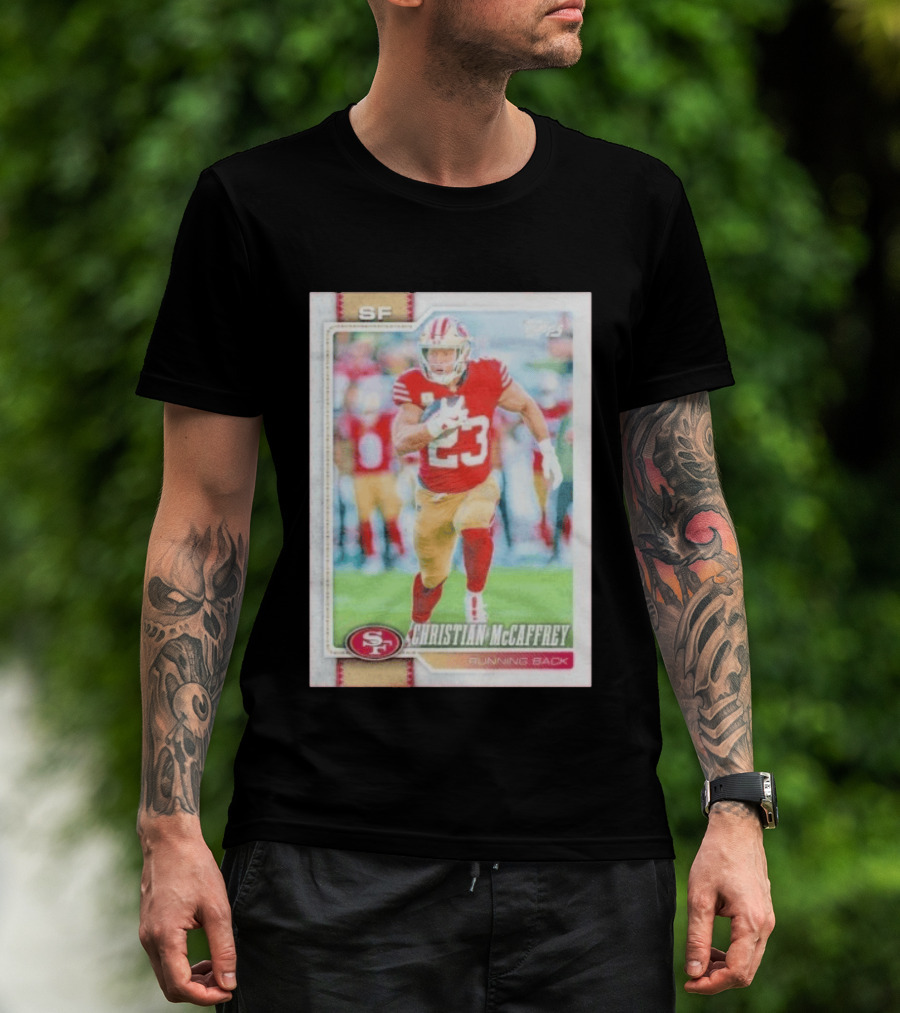 Christian McCaffrey SF 49ers Running Back No 23 NFL Player Card T-Shirt
