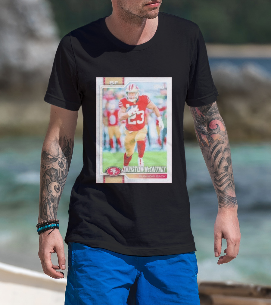 Christian McCaffrey SF 49ers Running Back No 23 NFL Player Card T-Shirt