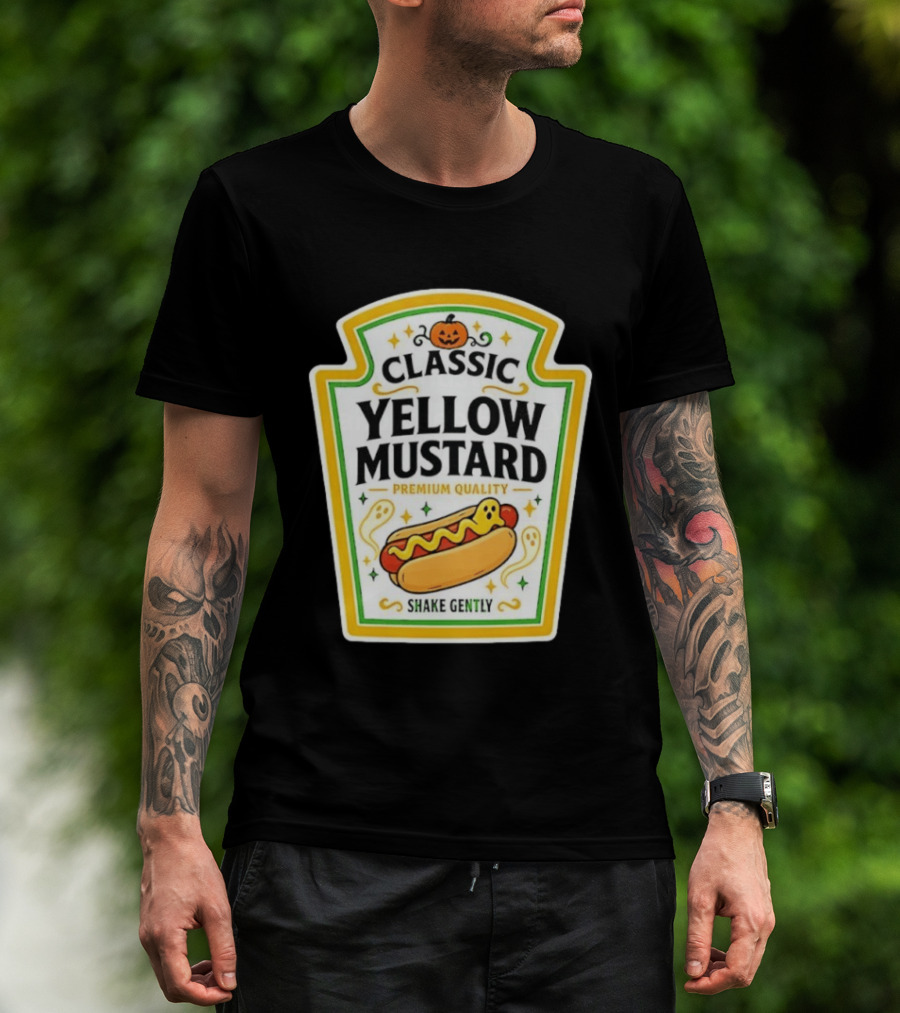 Classic Yellow Mustard Premium Quality Halloween Hot Dog Shake Gently T-Shirt