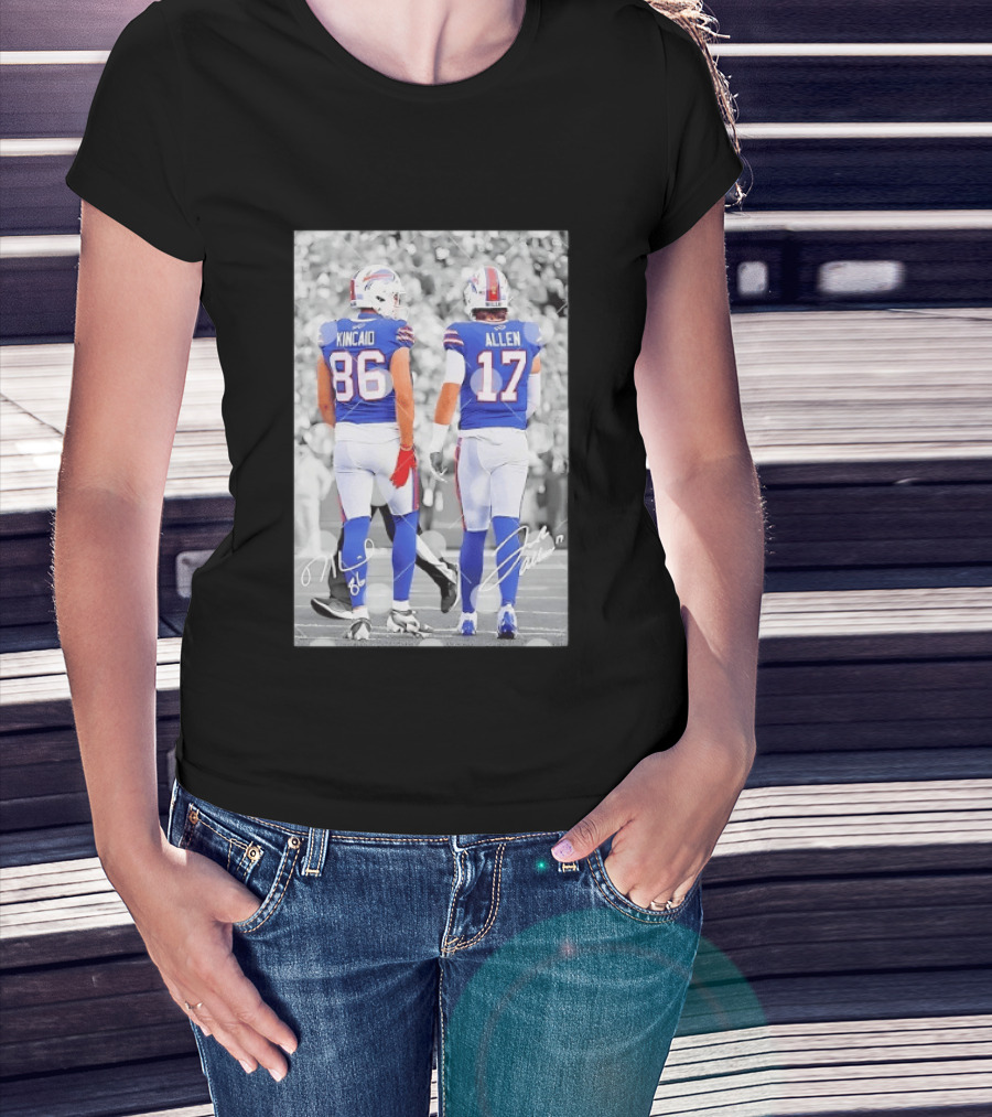 Buffalo Bills Dalton Kincaid 86 And Josh Allen 17 NFL Football Team Players T-Shirt