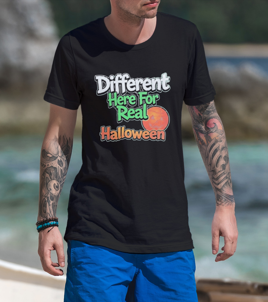 Different Here For Real Halloween Pumpkin Basketball T-Shirt