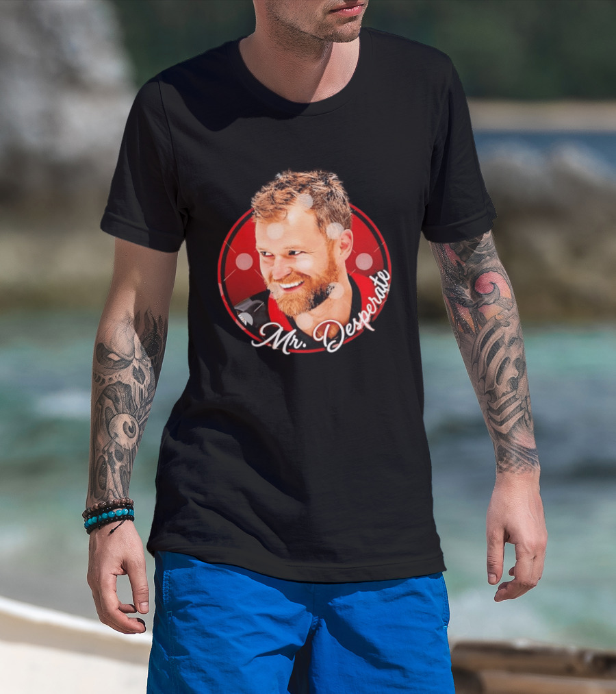 Mr Desperate Expression Hockey Player Red Circle T-Shirt