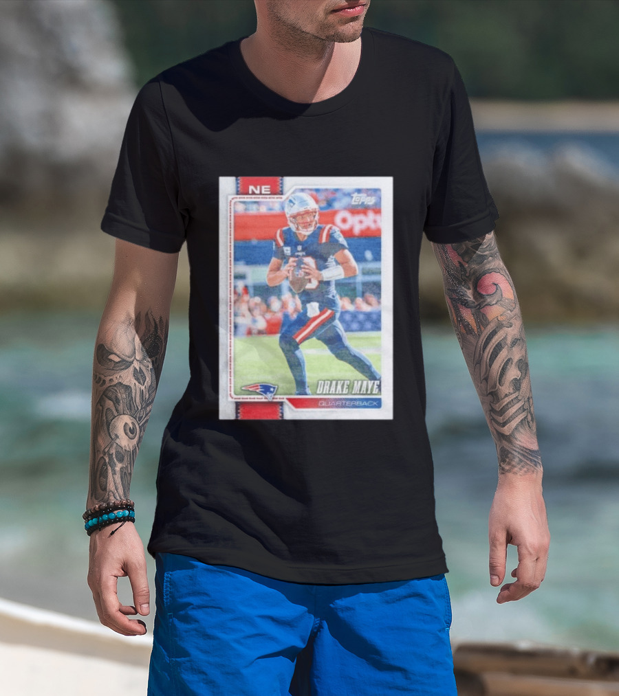 New England Patriots Drake Maye 2026 Topps Quarterback Football Card T-Shirt
