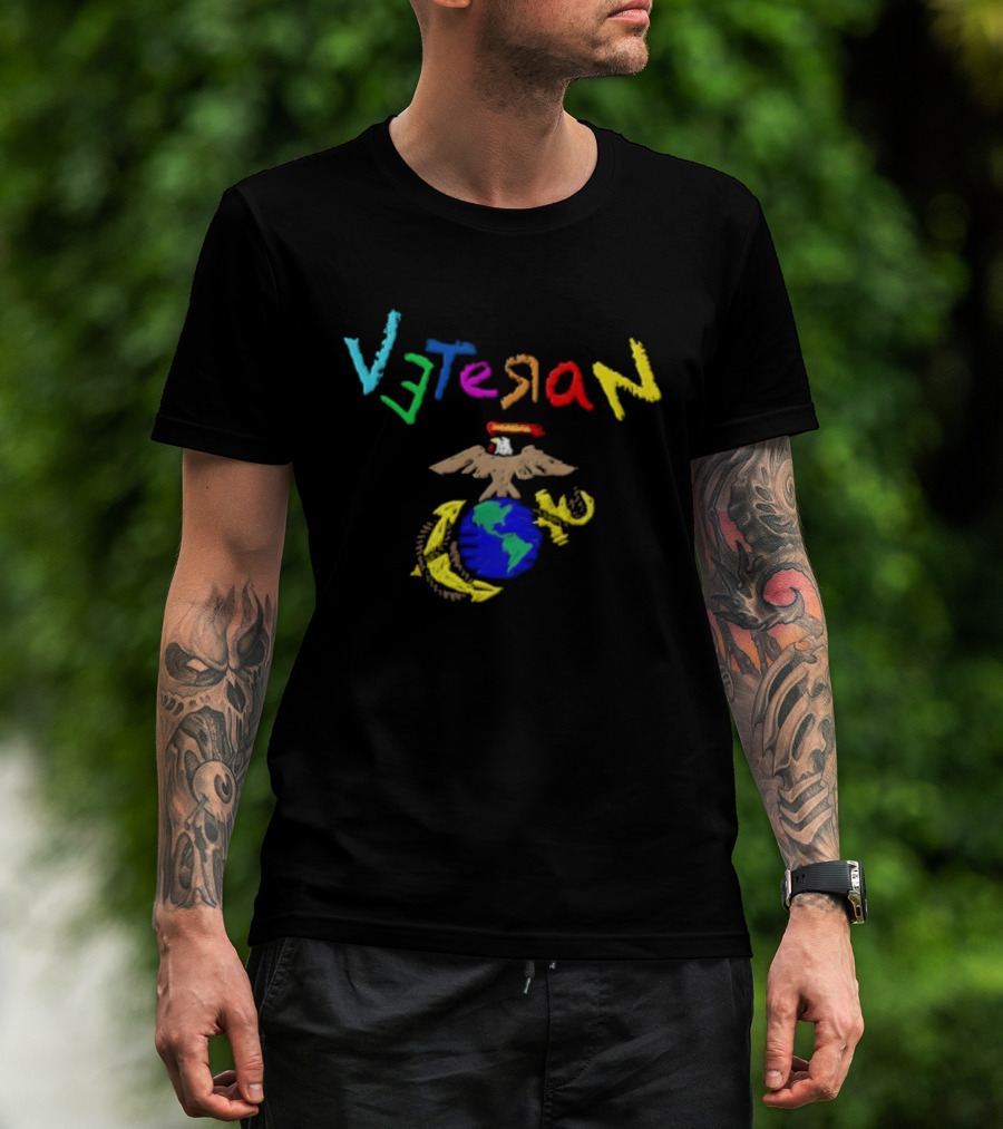 Veteran Eagle Globe And Anchor Colorful Military T-Shirt