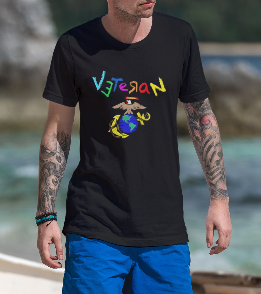 Veteran Eagle Globe And Anchor Colorful Military T-Shirt