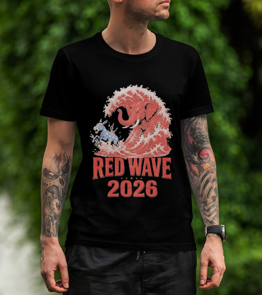 Red Wave 2026 Republican Elephant Vs Donkey Political T-Shirt