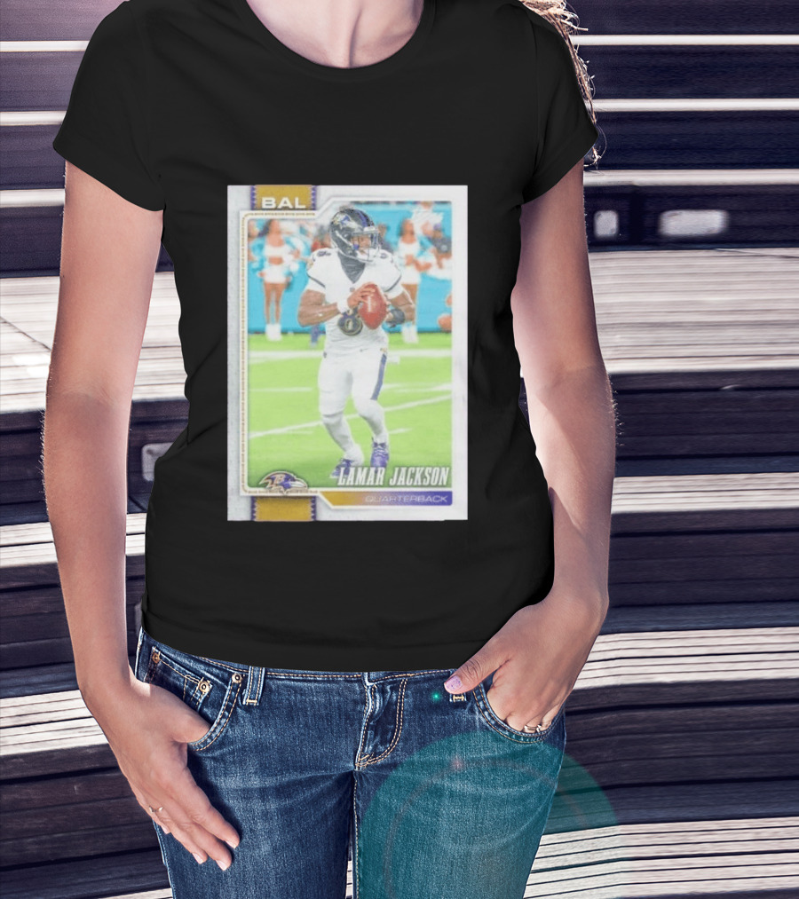 BAL Ravens Lamar Jackson No 8 Quarterback Football Card 2026 T-Shirt