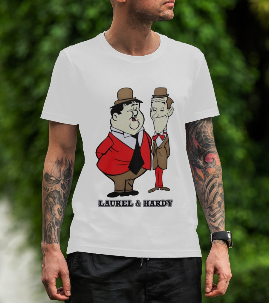 Laurel And Hardy Cartoon Style Classic Comedy T-Shirt