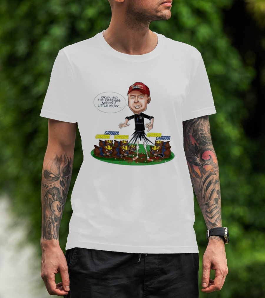 Oklahoma Football Coach Arbuckle Offense Skeleton Cartoon Needs A Little Work T-Shirt