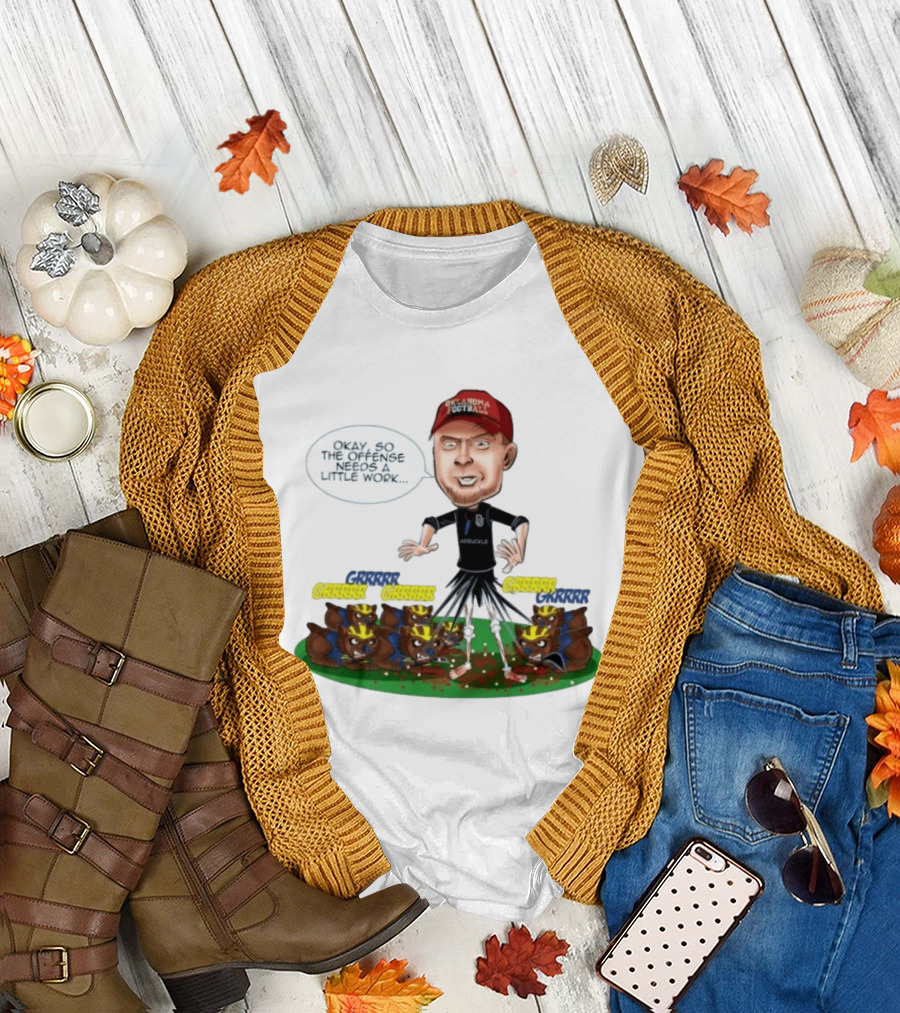 Oklahoma Football Coach Arbuckle Offense Skeleton Cartoon Needs A Little Work T-Shirt