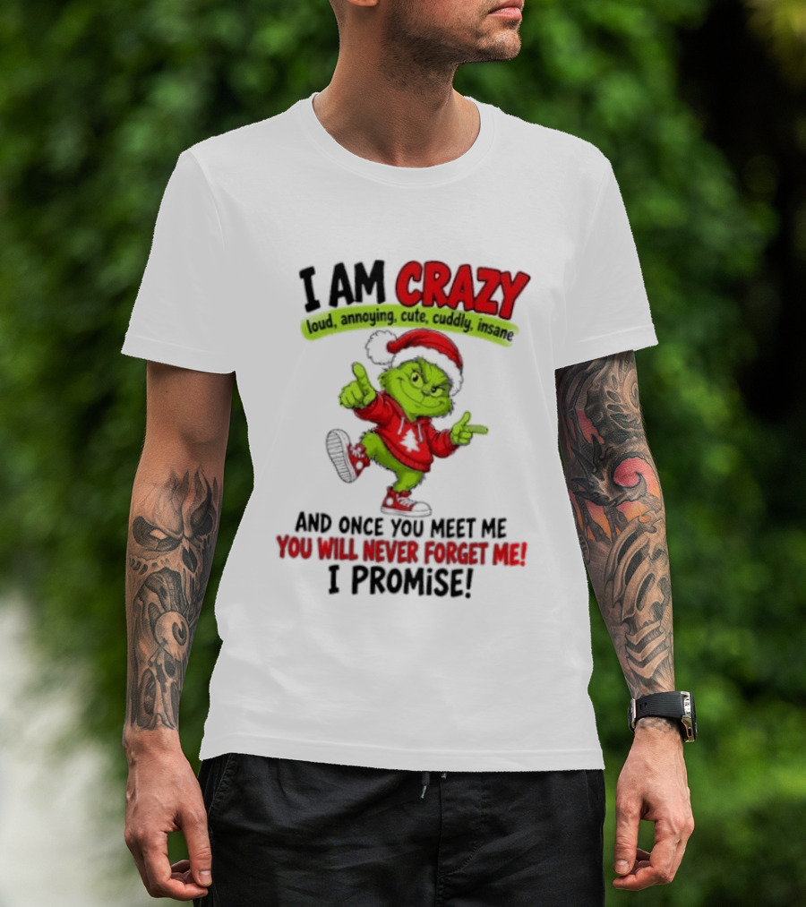 I Am Crazy Loud Annoying Cute Cuddly Insane Grinch Promise T-Shirt