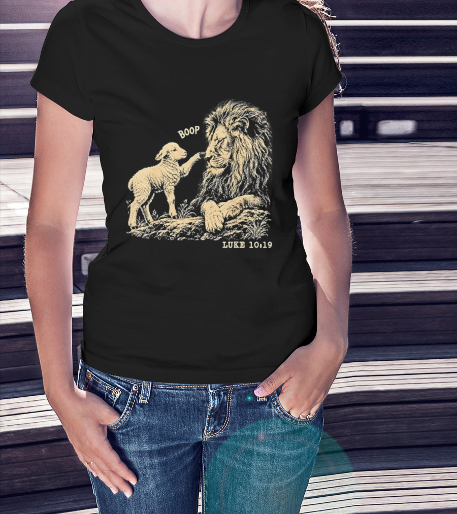 Boop Lion Lamb Luke 10 19 Bible Verse T-Shirt