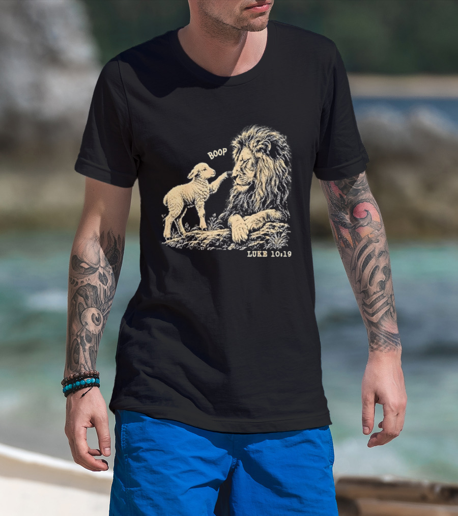 Boop Lion Lamb Luke 10 19 Bible Verse T-Shirt
