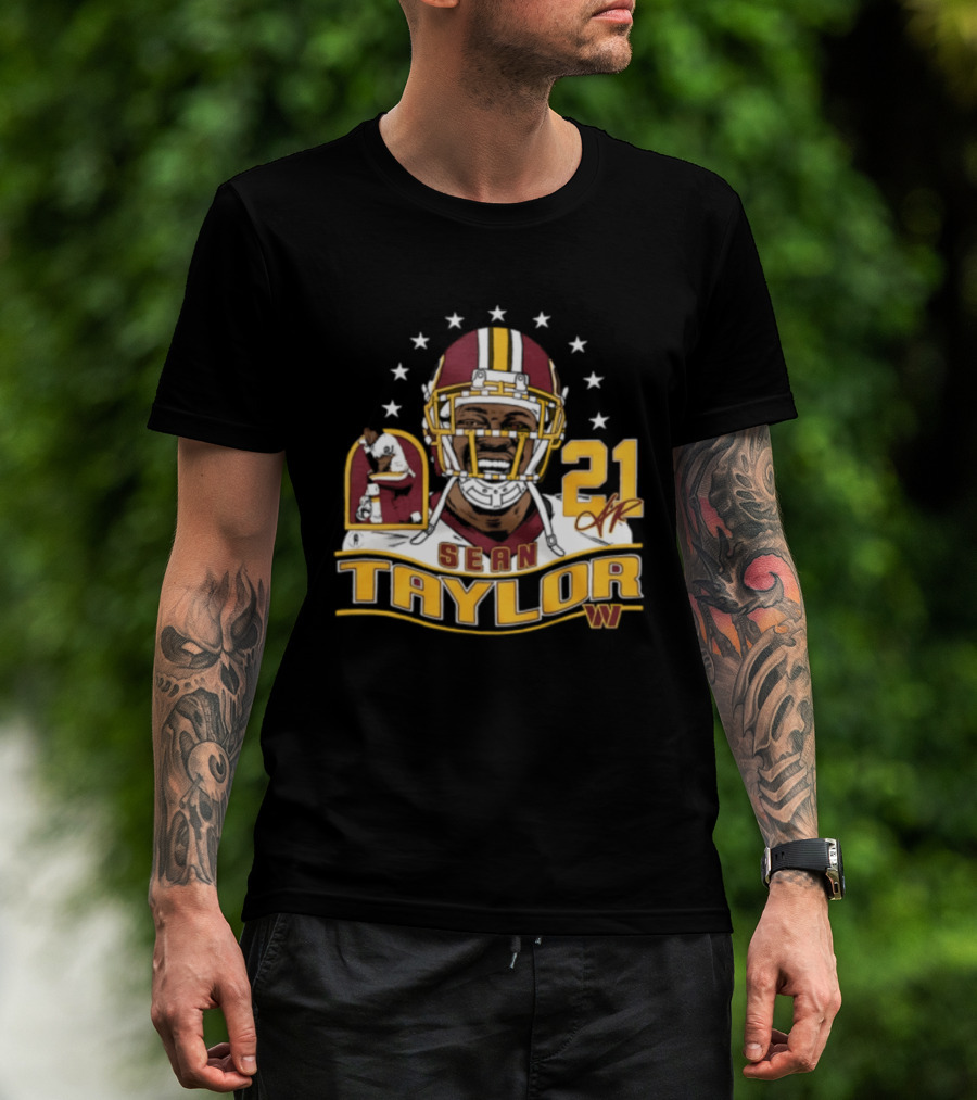 Sean Taylor Washington Commanders Player Helmet Stars 21 Signature T-Shirt