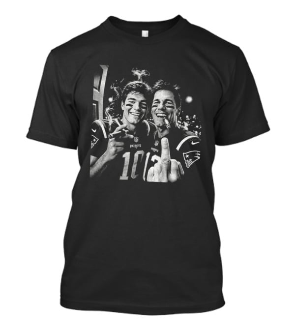 Tom Brady Drake Maye New England Patriots 90s Bootleg Cigar Football T-Shirt