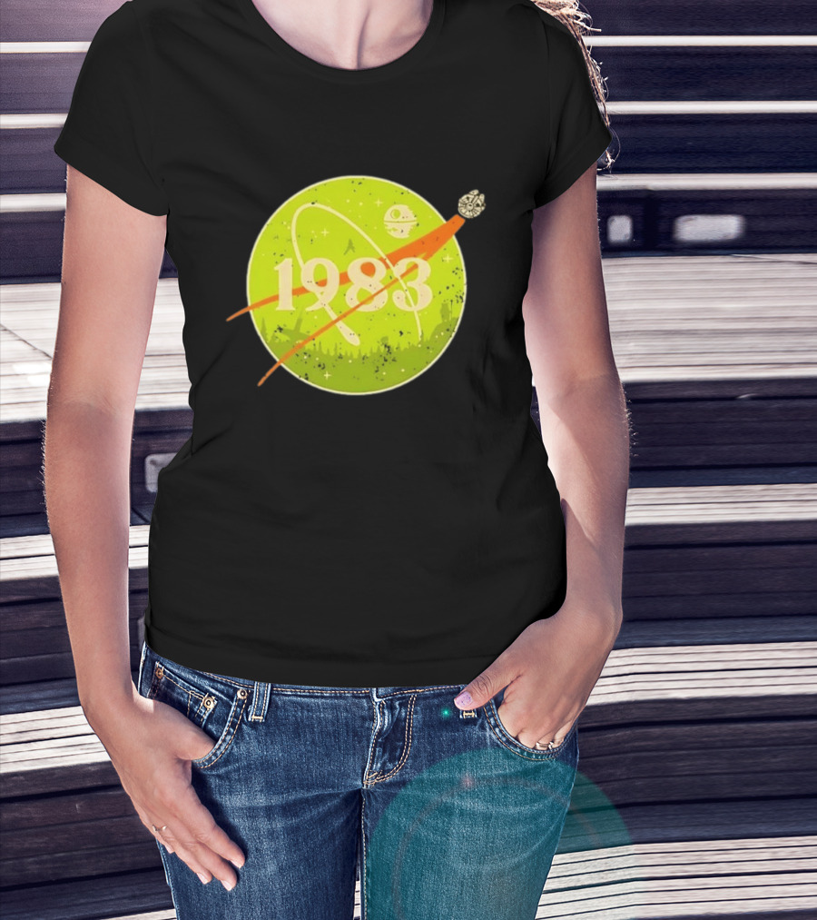 1983 Star Wars Endor Mission Distressed NASA Style Spaceship Moon T-Shirt