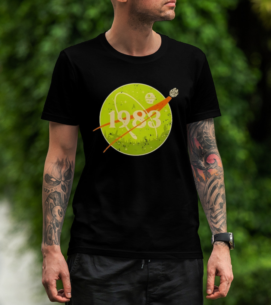 1983 Star Wars Endor Mission Distressed NASA Style Spaceship Moon T-Shirt