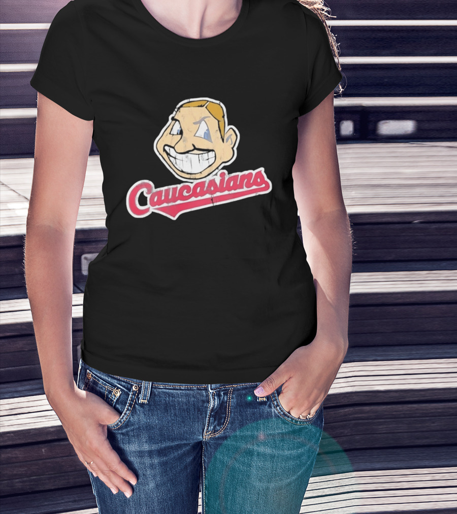 Caucasians Distressed Satire Grinning T-Shirt