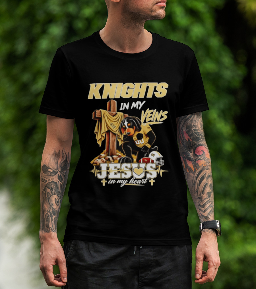UCF Knights Dog Football Jesus Cross Faith In My Heart T-Shirt