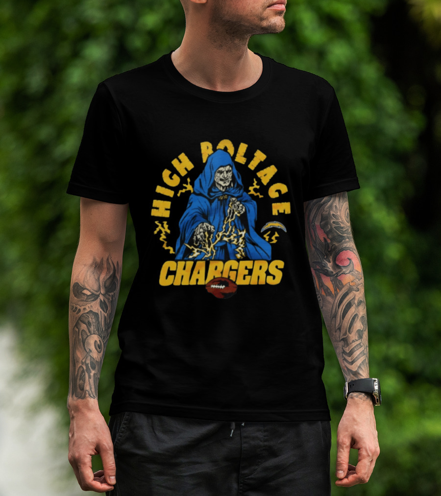 Los Angeles Chargers High Voltage Emperor Palpatine Casting Lightning Bolts T-Shirt