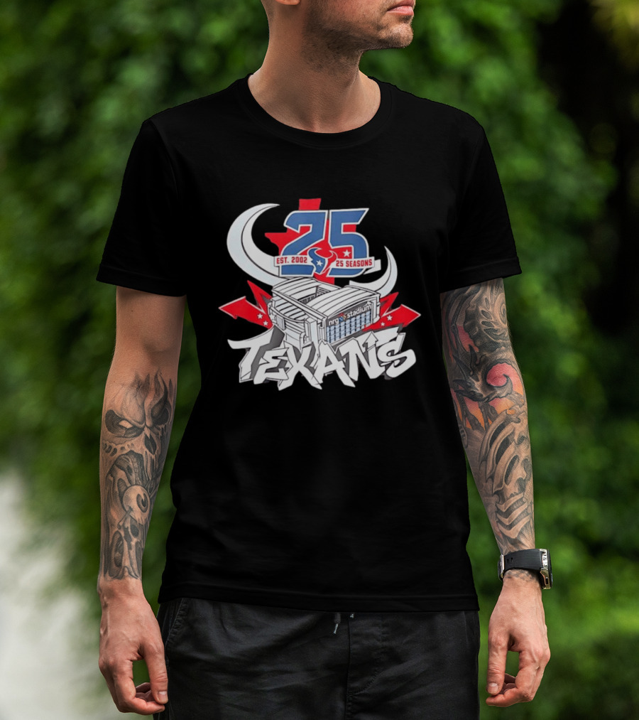 Houston Texans Est. 2002 25 Seasons NRG Stadium Anniversary T-Shirt