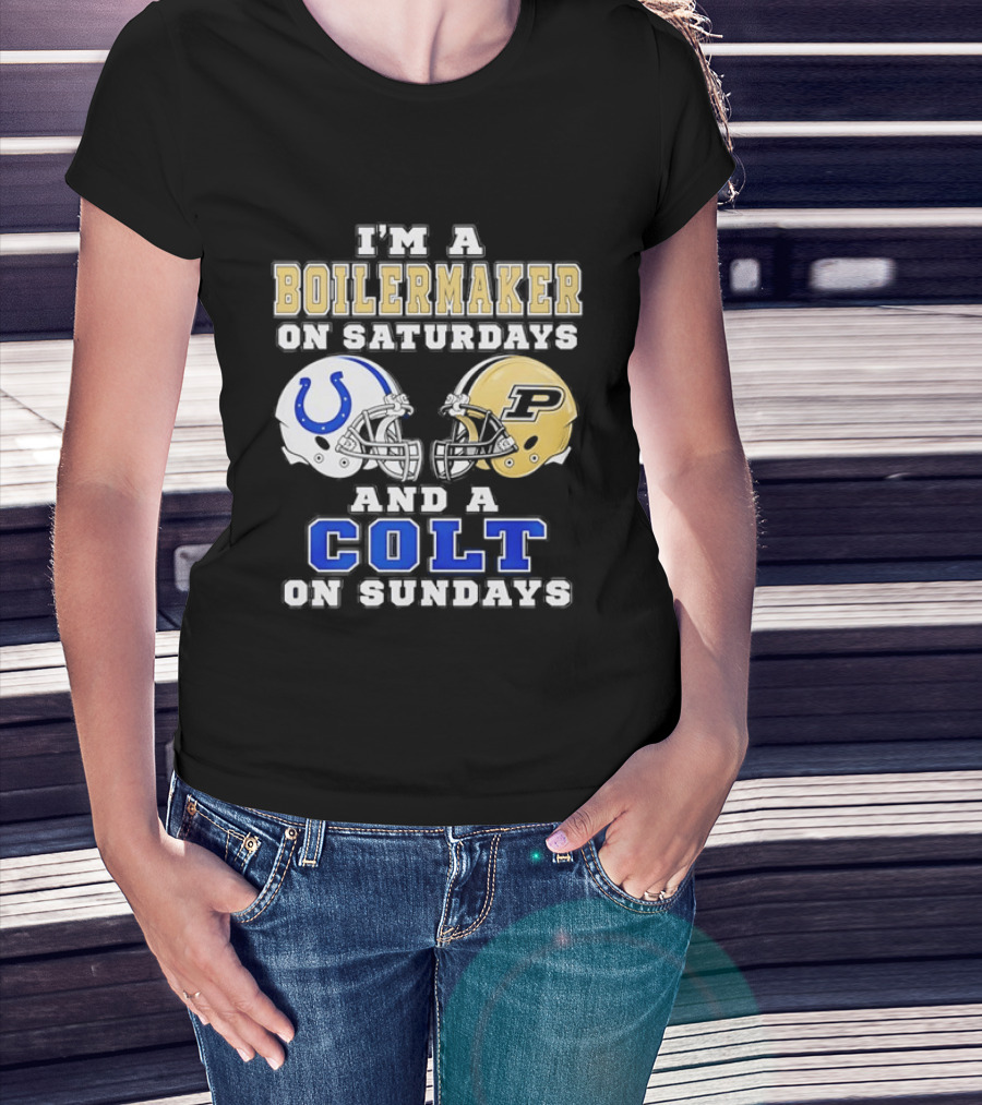 Purdue Boilermaker Football Saturdays Indianapolis Colt Sundays Fan Gear T-Shirt