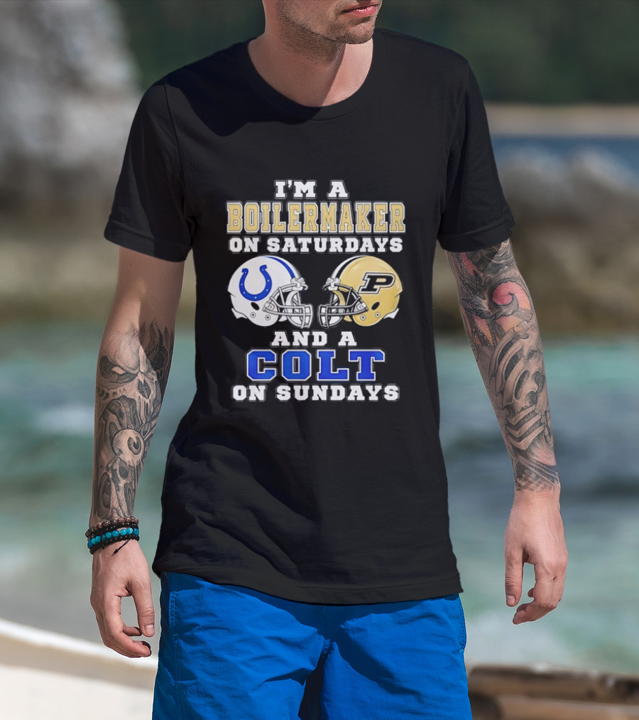 Purdue Boilermaker Football Saturdays Indianapolis Colt Sundays Fan Gear T-Shirt